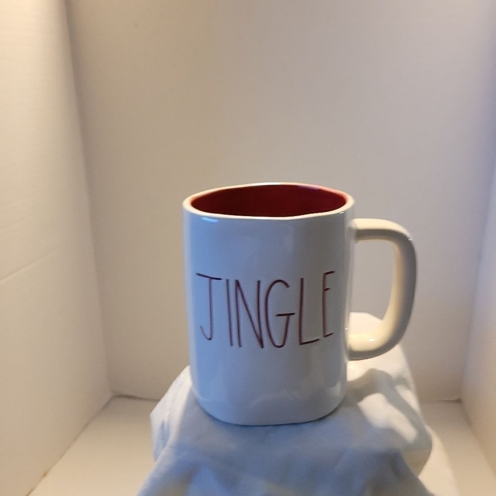 Rae dunn JINGLE  nwt white and red coffee cup Never used Excellent condition